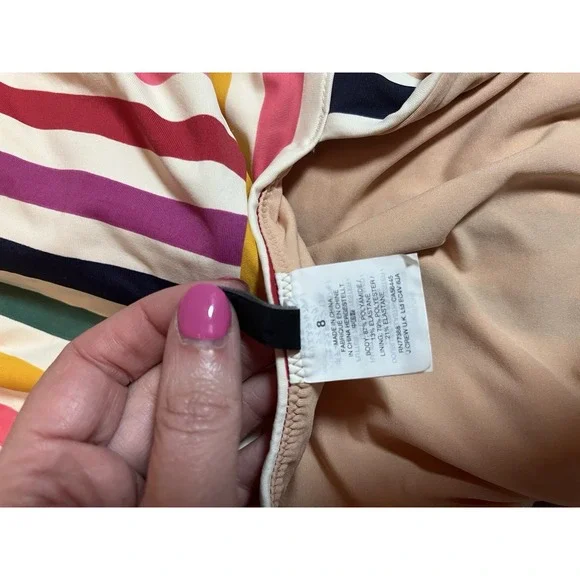 J. Crew Rainbow Striped  Low Back One-Piece Swimsuit Multi Color Size 8 - Picture 4 of 9